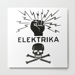 Electric sign Metal Print | Electricsign, Warning, Elektrika, Electricity, Danger, Skull, Death, Peligroso, Electricidad, Painting 