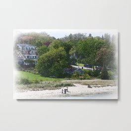 New England Beach Metal Print | People, Painting, Strolling, Artist, Artprint, Woods, Beach, Kirttisdale, Country, Watercolor 