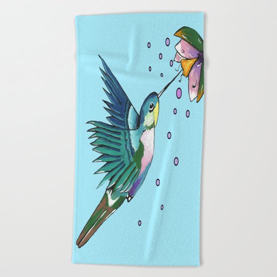 Hummingbird Blue Beach Towel
