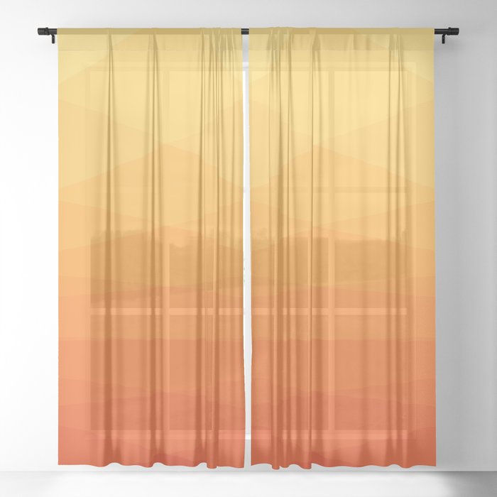 Orange and yellow ombre polygonal geometric pattern Sheer Curtain