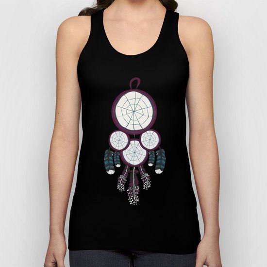 Purple Dream catcher with Blue and Purple Feathers Unisex Tank Top