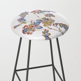 Floral Pink Austrian Copper Rose Mosaic on White Bar Stool