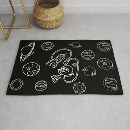 black and white outer space astronaut Area & Throw Rug