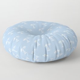 Pale Blue And White Palm Trees Pattern Floor Pillow