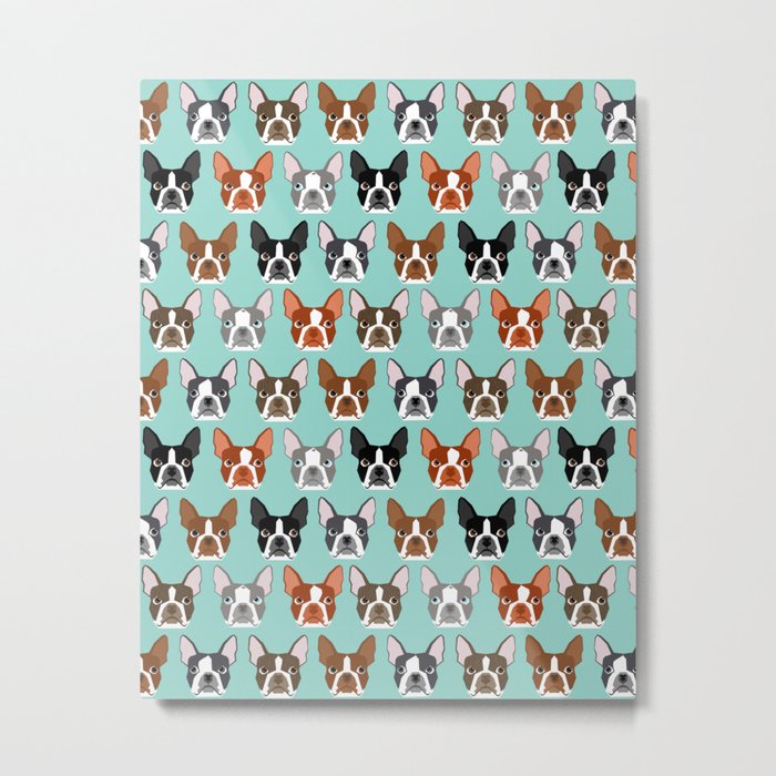 Boston Terrier heads cute pet portraits terrier owner must have gifts hipster dog breeds cute puppy Metal Print
