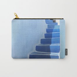 Blue Stairs - Santorini, Greece - Minimal, Ethereal, Romantic Painting Carry-All Pouch
