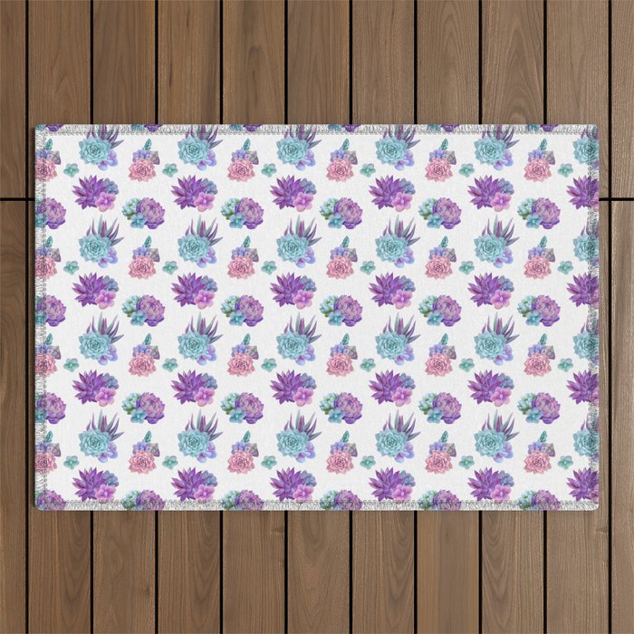 Seamless floral pattern  with white background Outdoor Rug
