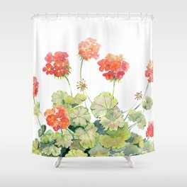 Geranium Watercolor  Shower Curtain