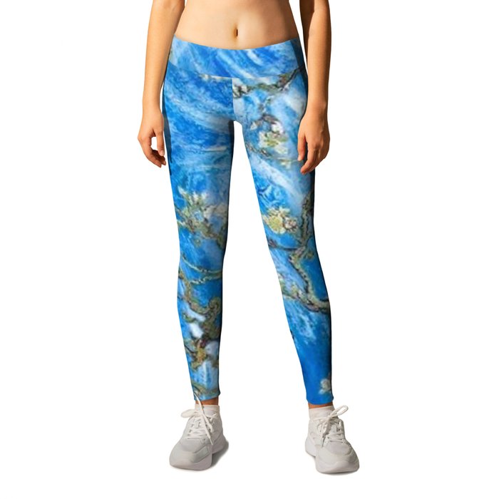 Vincent van Gogh Blossoming Almond Tree (Almond Blossoms) Windswept Leggings