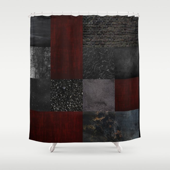 Patchwork (Burgundy + Black) Shower Curtain