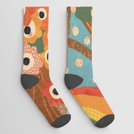 Klimt Lady Socks | Red, Orange, Curated, Brown, Lady, Beige, Female, Girl, Ornament, Floral 