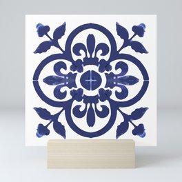 Talavera Classic Blue and White Flower Bud Mini Art Print