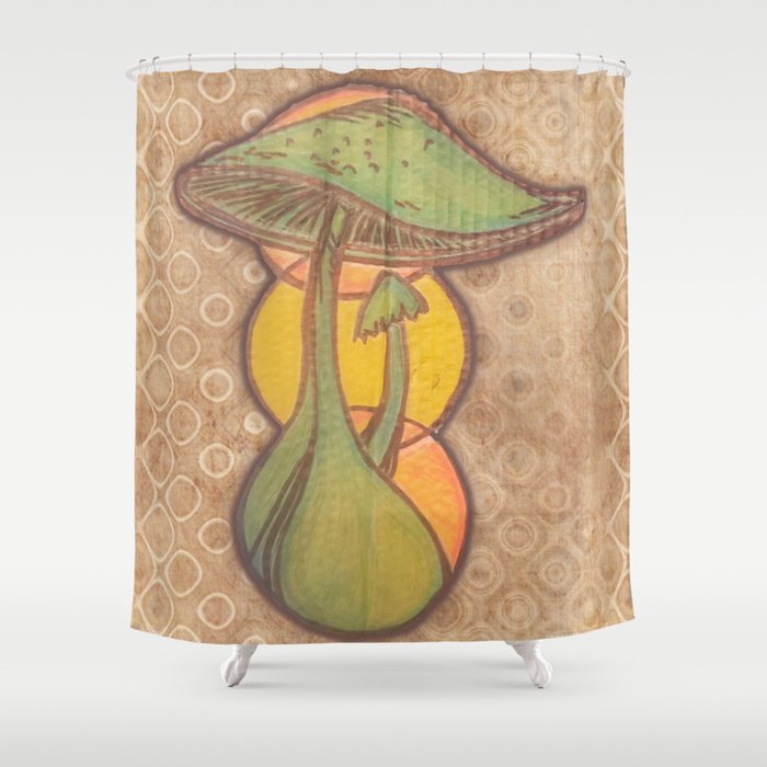 Hand Drawn Mushrooms Hand Painted Mushroom Shrooms Shower Curtain