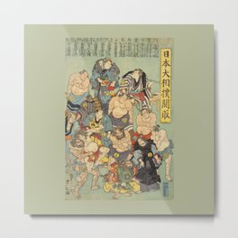 Sumo Wrestlers all stars. Sumo Wrestling. Art Print Metal Print | Japanese, Vintage, Asia, Illustration, Drawing, Oil, Ink, Painting, Woodprint, Graphic Design 