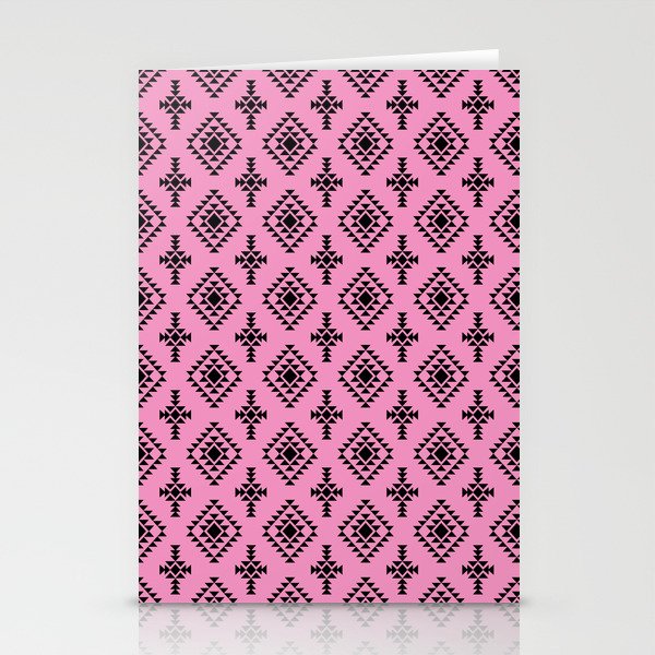 Pink and Black Native American Tribal Pattern Stationery Cards