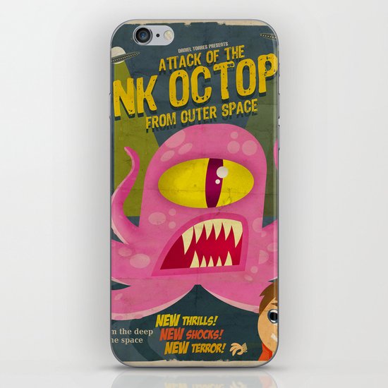 Pink octopus from outer space iPhone & iPod Skin