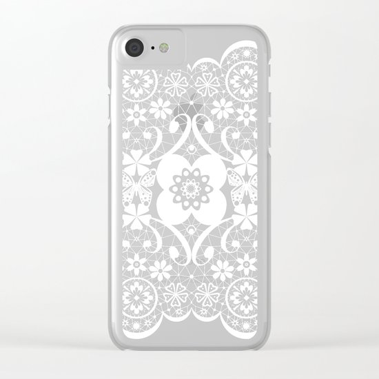 White seamless lace tissure pattern texture Clear iPhone Case