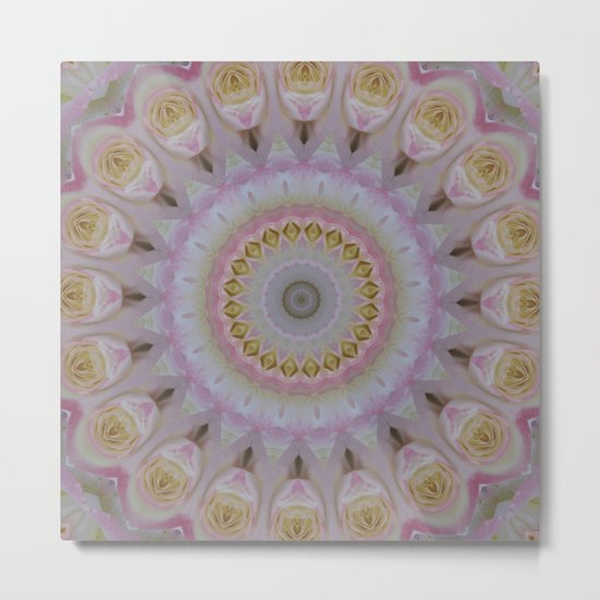 Mandala Of Yellow Roses Metal Print