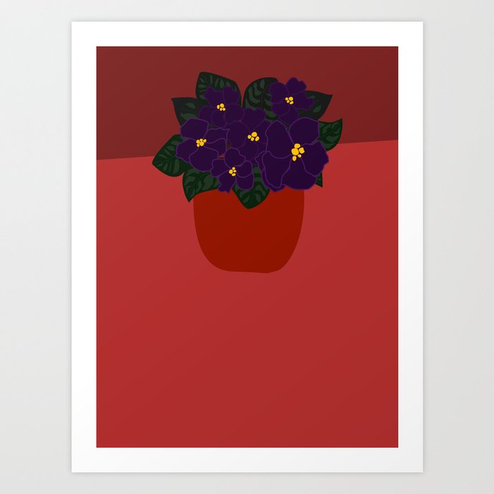 Red Potted African Violets Art Print