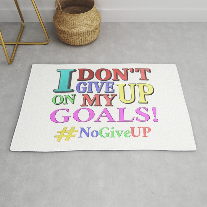 "DON'T GIVE UP" Cute Expression Design. Buy Now Rug