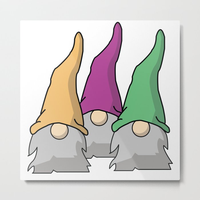 Minimalist Scandinavian Gnomes Metal Print