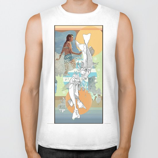 skeleton surf Biker Tank