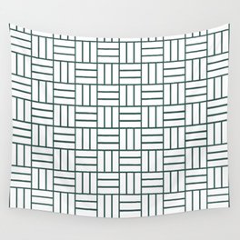 Basketweave (Dark Green & White Pattern) Wall Tapestry