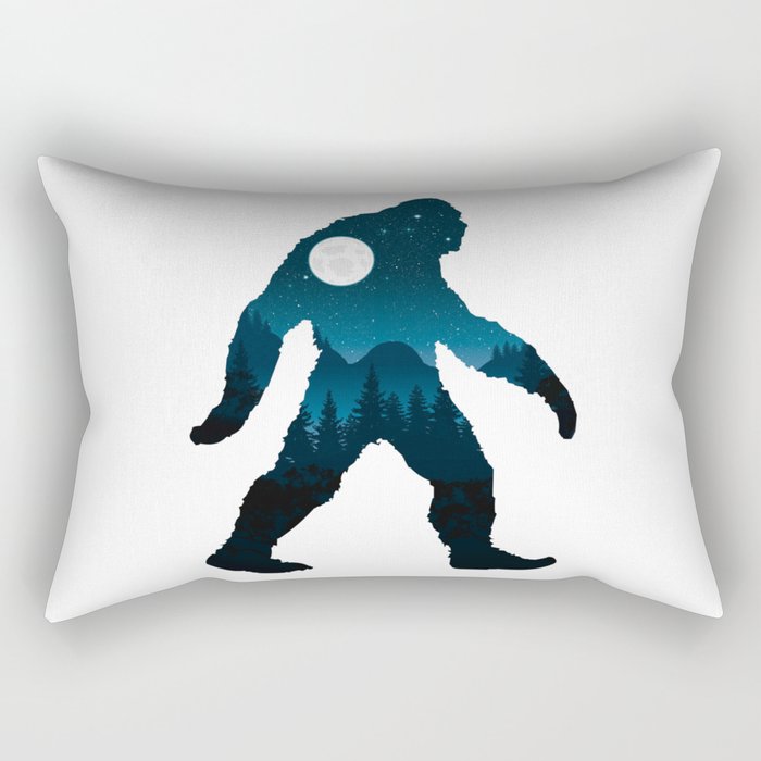Night Forest Bigfoot Rectangular Pillow