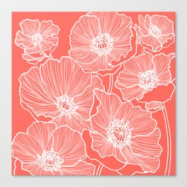 Coral Poppies Canvas Print