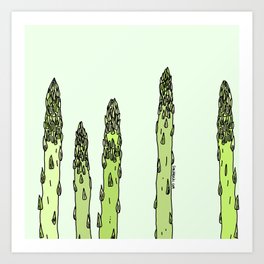 Asparagus! April! Art Print | Asparagus, Springveggies, Drawing, Veggie, Sonjabajic, Pattern, Pastel, Spring, Green, Digital 