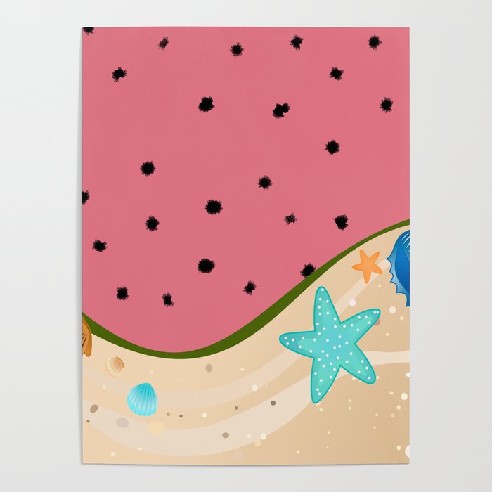 Watermelon Summer Beach Poster