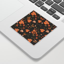 Monarch Butterflies and Orange Poppies Sticker