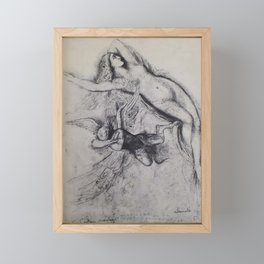 Cherub and a woman by Gustave Moreau Framed Mini Art Print