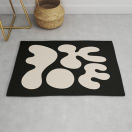 Mid Century Modern Organic Shapes 352 Black and Linen White Area & Throw Rug