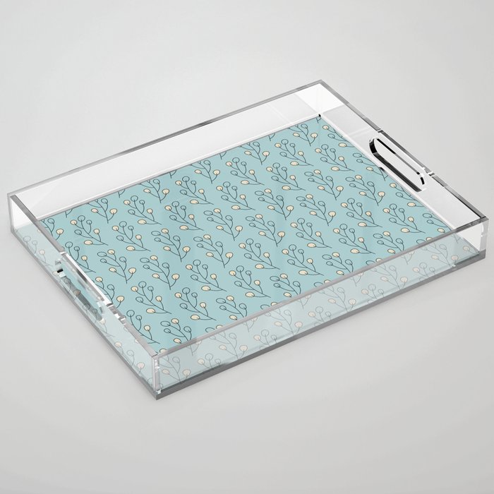 Teal leaves brunch Acrylic Tray