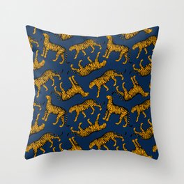 Tigers (Navy Blue and Marigold) Throw Pillow