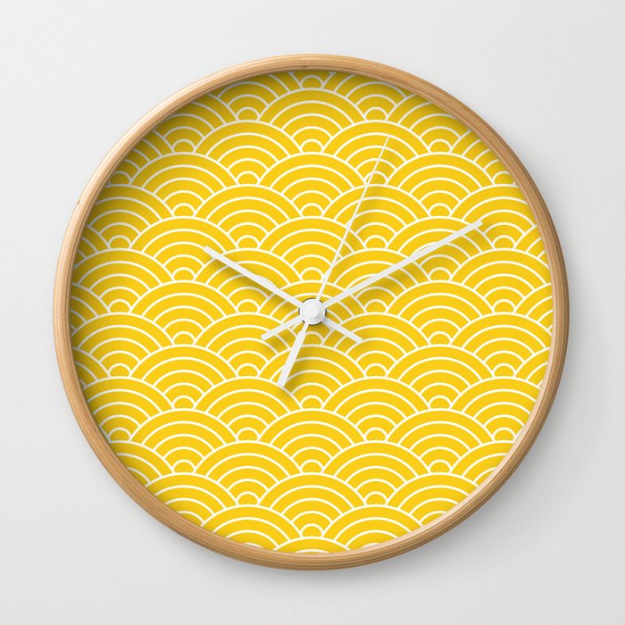 Fan pattern in yellow Wall Clock