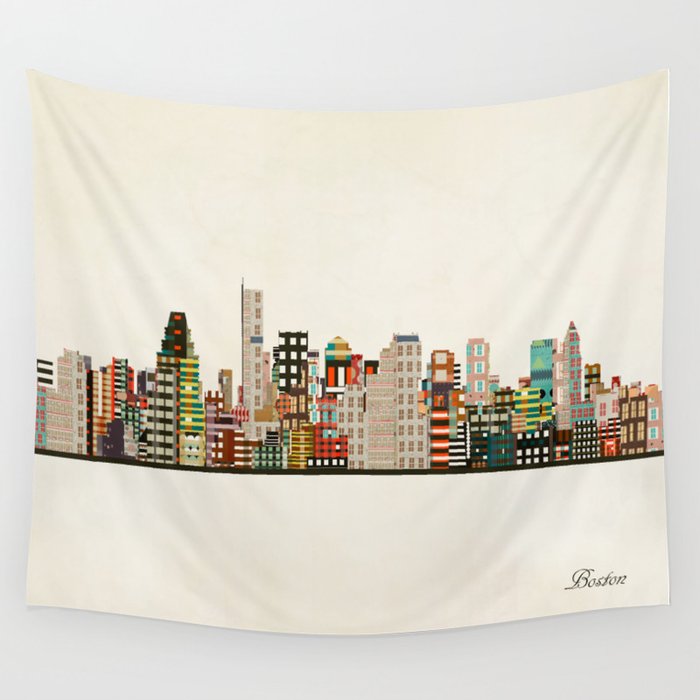 boston city skyline Wall Tapestry