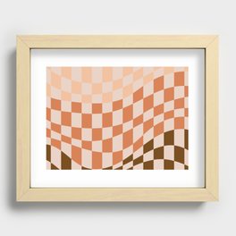 Orange gradient wavy checked Recessed Framed Print