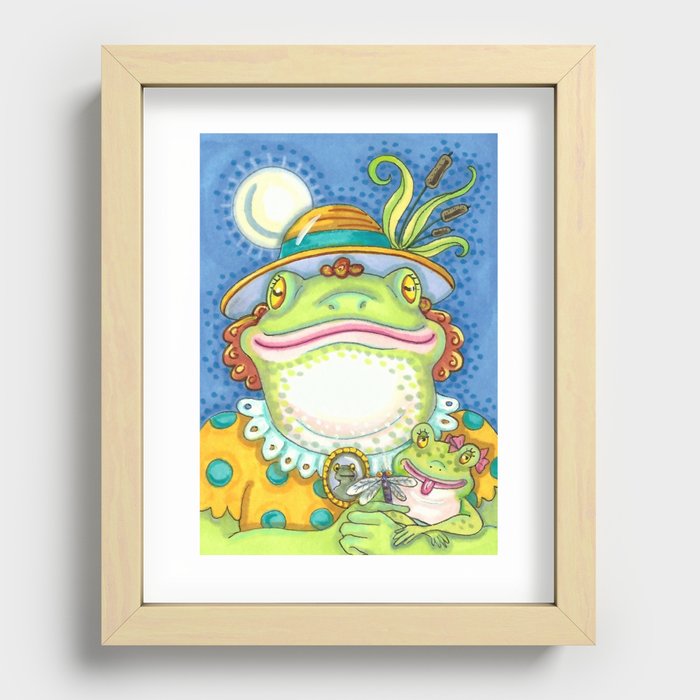 LILITH AND YOUNG Mother Frog And Baby Recessed Framed Print