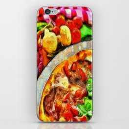 delicious pizza at the table iPhone Skin