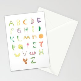 Fruits & Veggies Watercolor Alphabet Stationery Cards