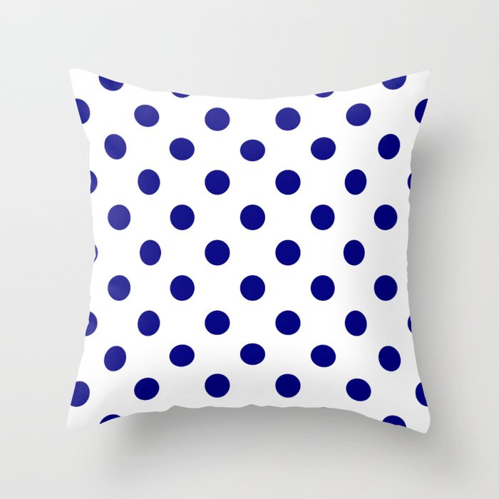 Extra Large Royal Blue on White Polka Dots Throw Pillow by