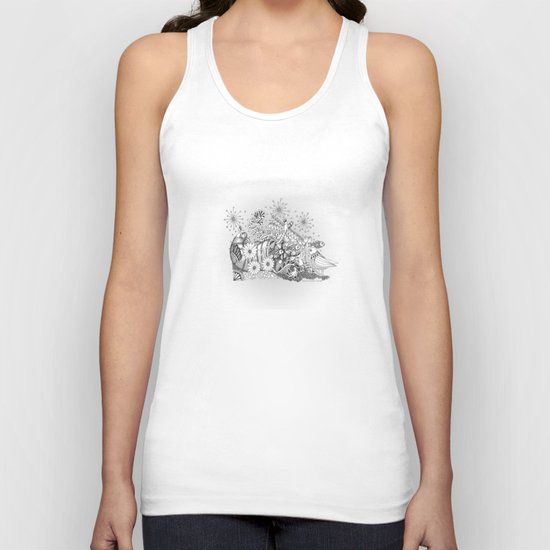 Zentangle Kids World - Black and White Illustration Unisex Tank Top