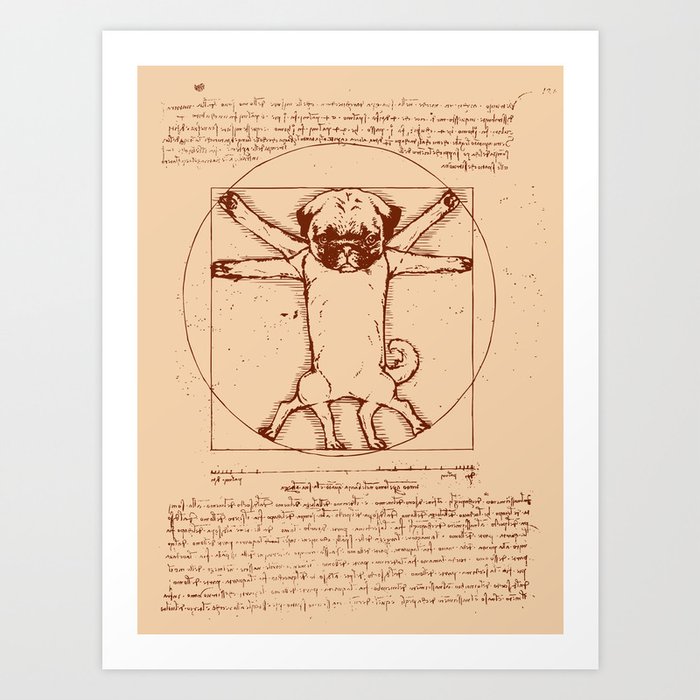 Vitruvian pug Art Print