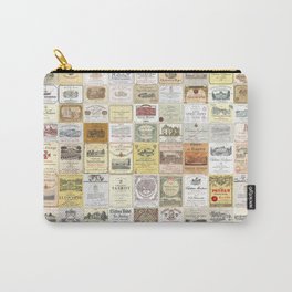 Famous French wine labels collage: vintages from Bordeaux/Rhone Carry-All Pouch