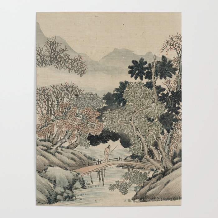 Vintage Japanese Landscape Painting Poster
