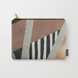 Abstract Geometric Composition in Copper, Brown, Black Carry-All Pouch