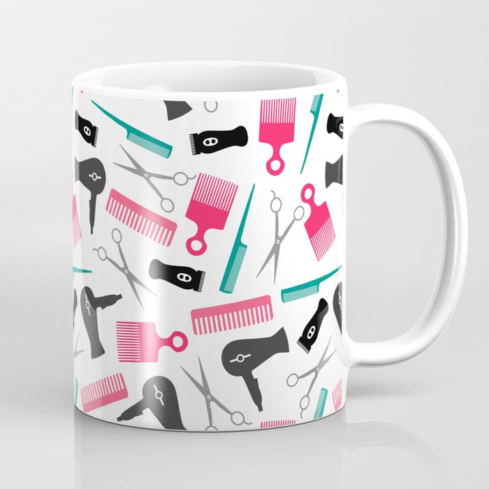 Pink Black Teal Hair Stylist Tools Coffee Mug