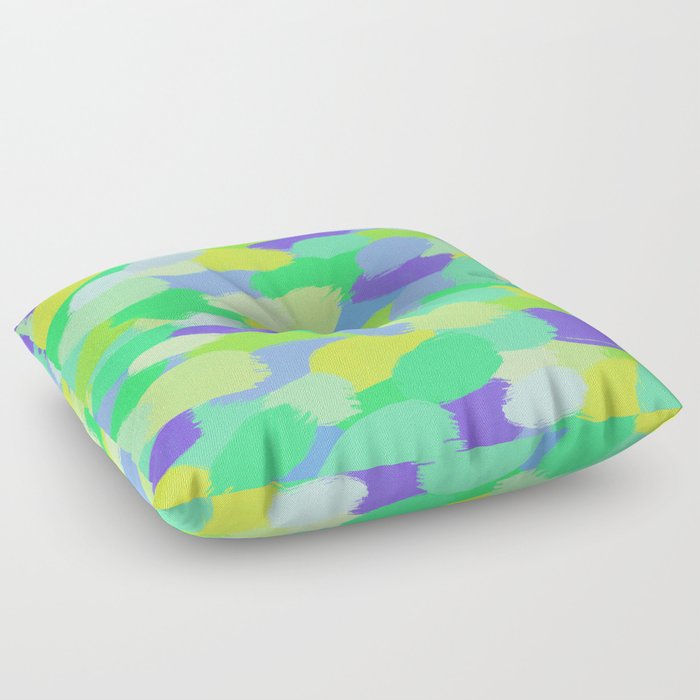 Abstract yellow and green blue/Backdrop Painting Floor Pillow